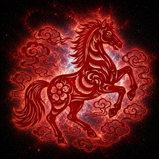 horse papercut zodiac artwork