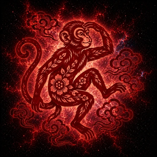 monkey papercut zodiac artwork