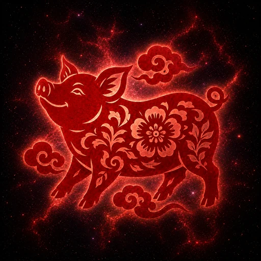 pig papercut zodiac artwork