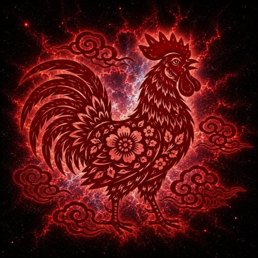 rooster papercut zodiac artwork