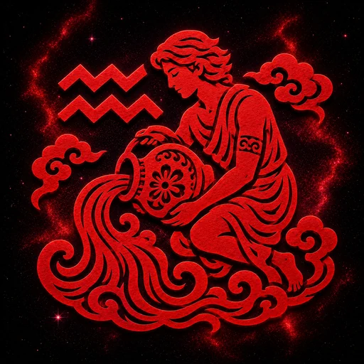 aquarius papercut zodiac artwork