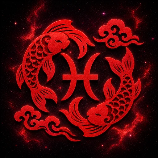 pisces papercut zodiac artwork